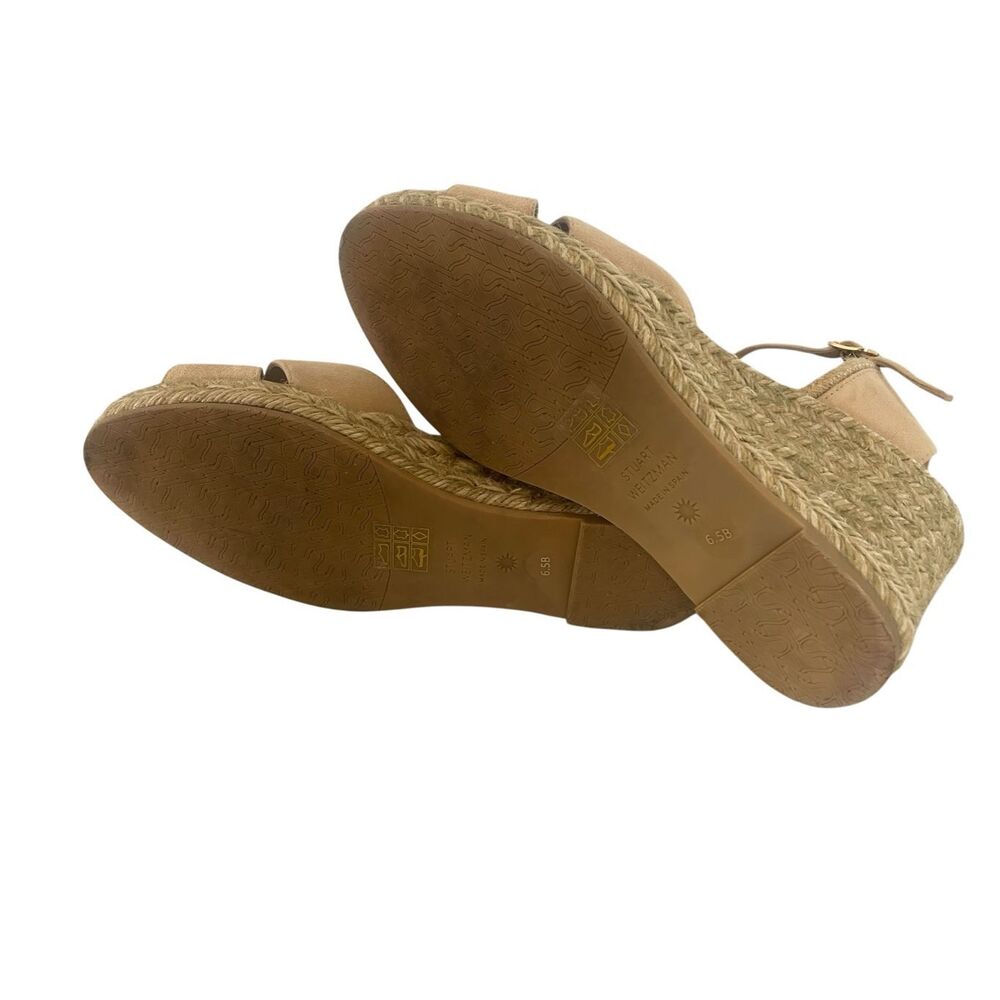 Stuart Weitzman Mirella II Nude Suede Leather Wedge Sandals Women’s Size 6.5 - Picture 6 of 7